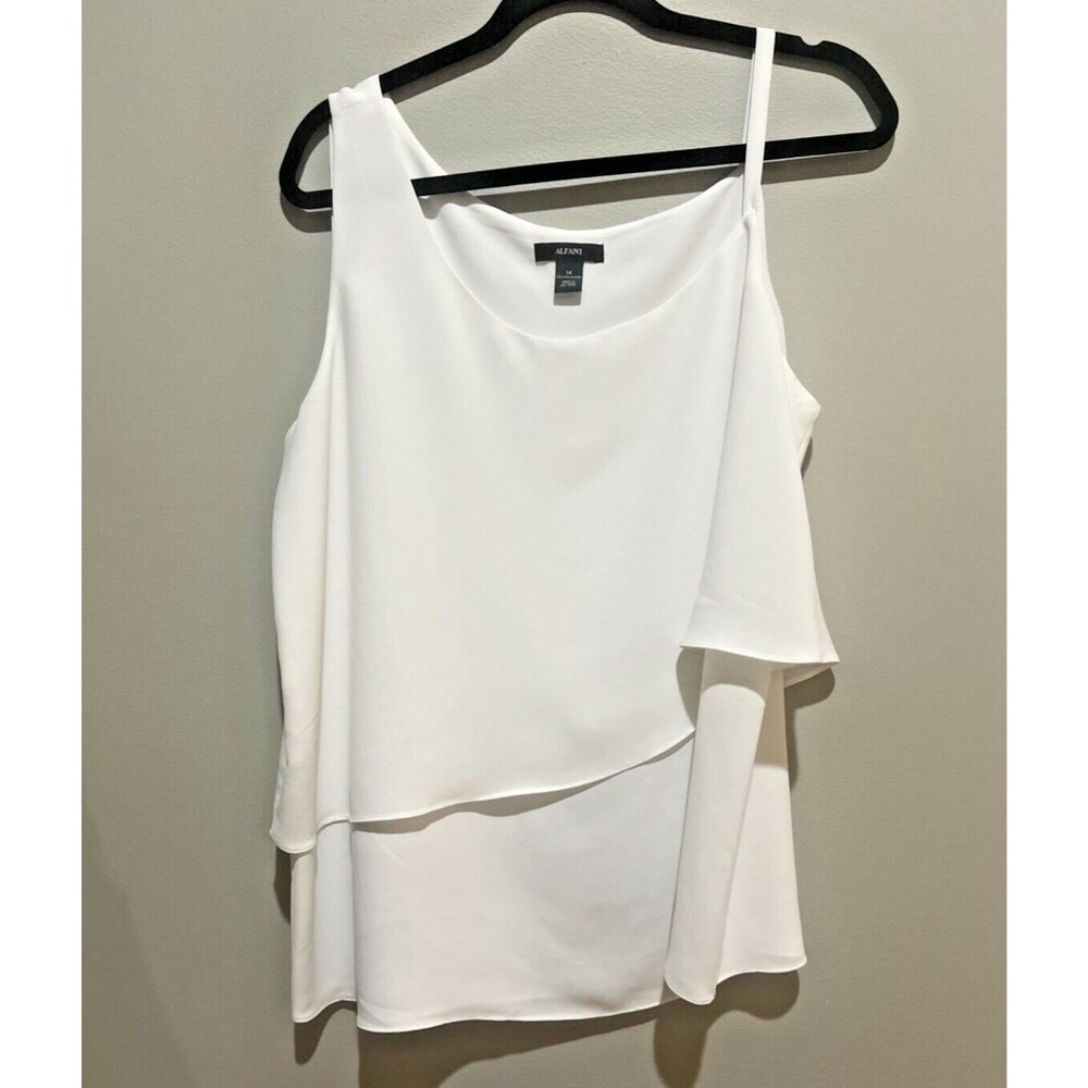 Alfani White Asymetrical Blouse - Size 14